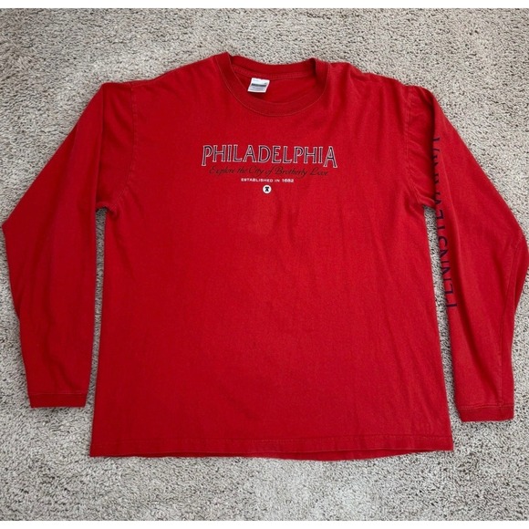Perrin Other - Philadelphia Pennsylvania Long Sleeve Chest Graphic T-Shirt Perrin Mens XL Red